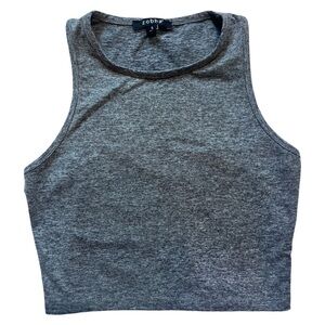 Zobha Heather Gray Cropped Racerback Tank Top